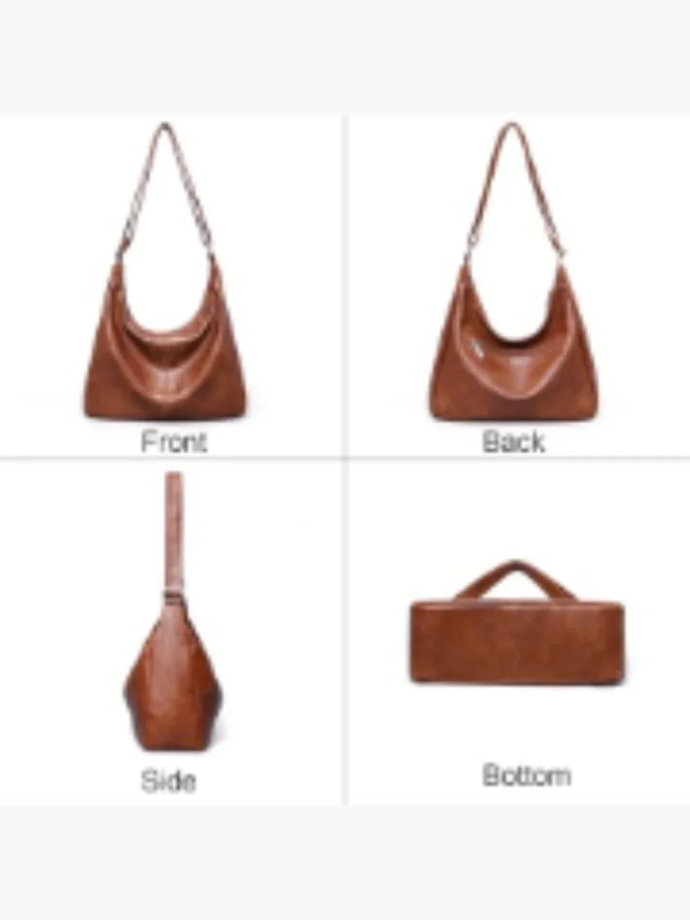 Women's Vegan Leather Hobo Bag Slouchy Shoulder Tote Crossbody Adjustable Strap